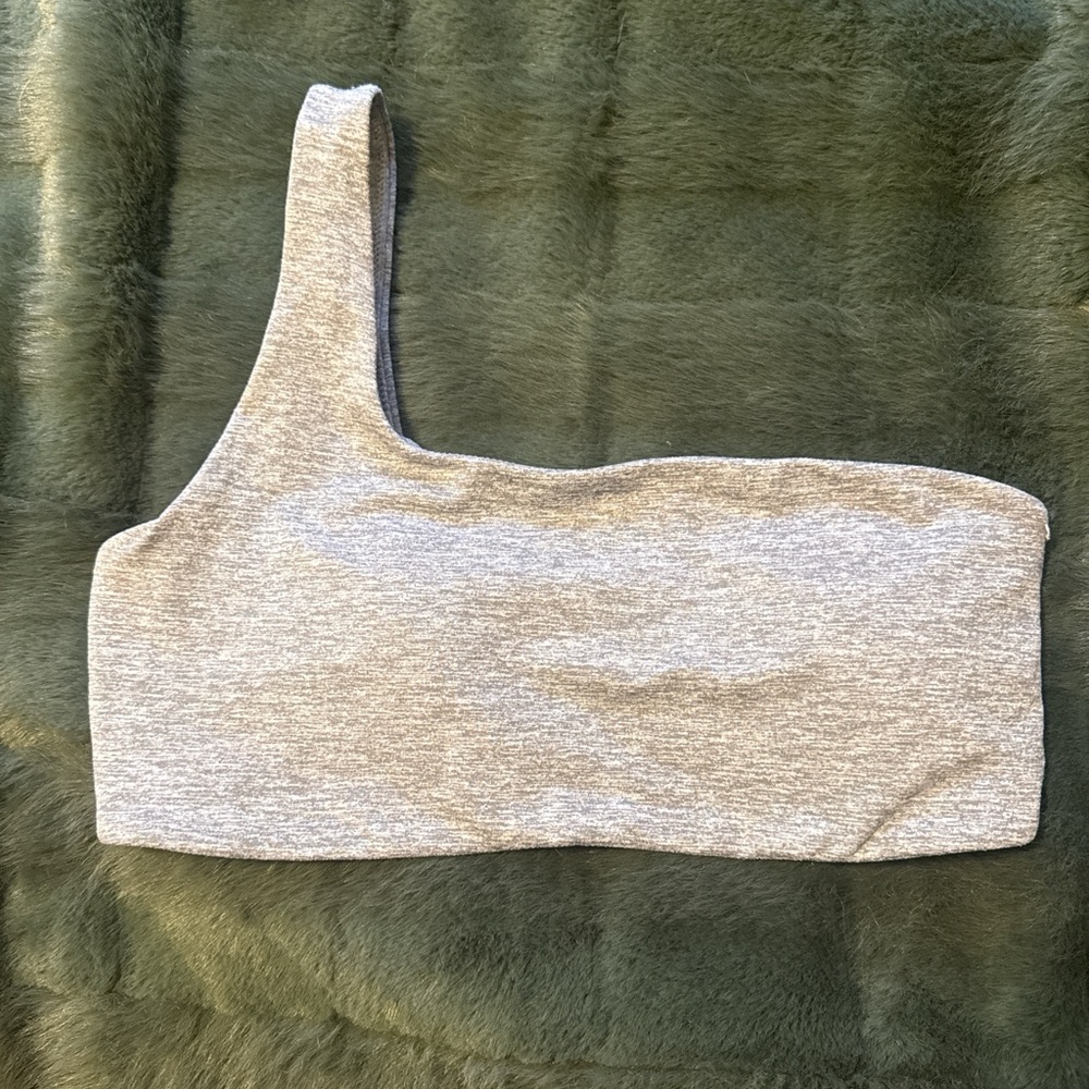 One-Shoulder Grey Cropped Sports Bra